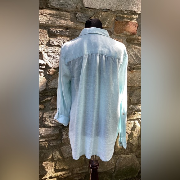 J. Jill Linen Tab-Sleeve A-Line Shirt, Tall, Morning Mist - Picture 5 of 5